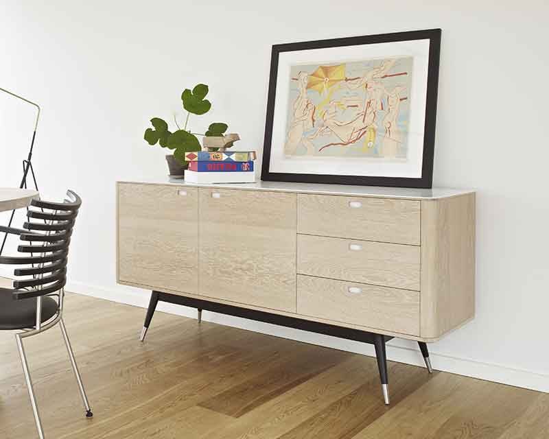 Beautiful Corian and solid hardwood retro Danish sideboard