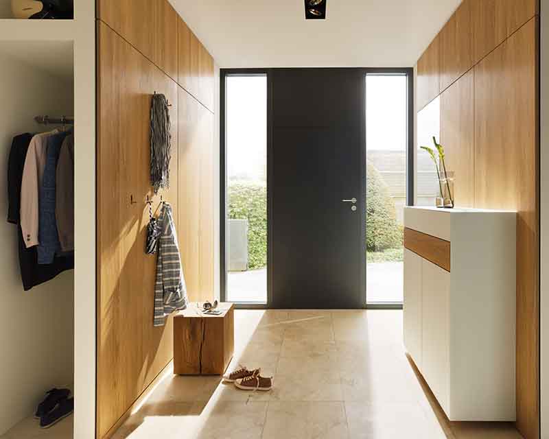 Beautiful floor-to-ceiling hallway cabinets
