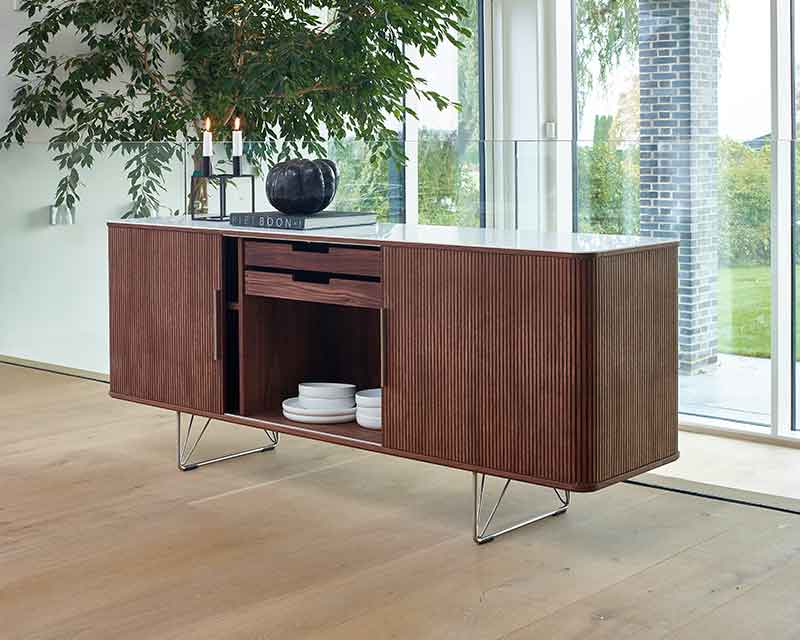 Modern tambour doored Danish sideboard