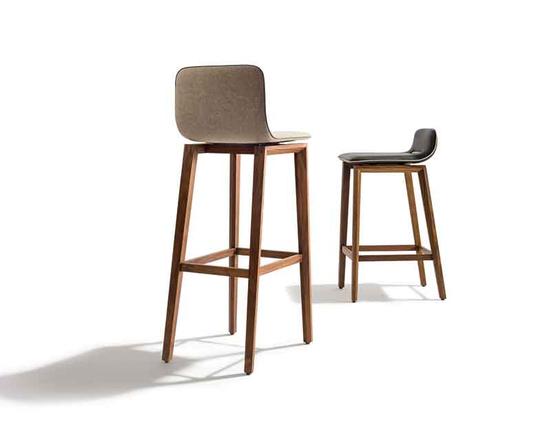 Elegant modern solid wood and upholstered barstools