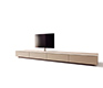 Contemporary TV cabinet shown in glass and walnut