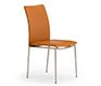 Danish dining chair with leather upholstery and steel frame