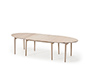 Partially extended ellipse-shape dining table that seats 6 to 14