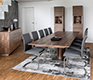 Extended v-shaped pedestal walnut dining table