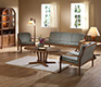 Fine Danish solid wood upholstery sofa and armchair set