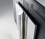 Reverse-shot of the Flat-screen TV rotating stand shown in chrome steel