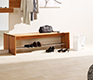 Solid beech hall bench with shoe rack