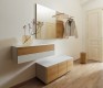 Hallway bench, wall cabinet and mirror in oak