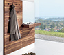 Hallway console with integrated coat hooks, shelf and mirror