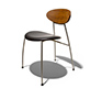 High-end leather-seat, solid hardwood and steel dining chair from Denmark
