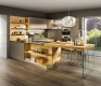 Line luxury kitchen with glass and wood bar