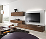 Luxury contemporary walnut media storage cabinets