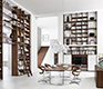 Luxury modern bookcases shown in walnut and white glass
