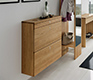 Luxury modern shoe chest shown in solid oak