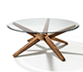 Beautiful round high-end glass and solid hardwood coffee table
