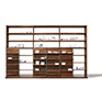 High-end luxury walnut wall units shown with sliding shelf system