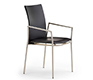 Danish modern black-upholstered leather dining chair with steel frame