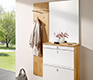 Modern coat rack shown in beech