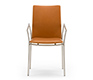 Modern Danish steel and leather carver dining chair