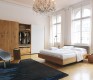 Modern oak bed and wardrobe