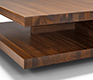 Close-up detail of the c3 modern wood coffee table shown in walnut