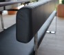High-end leather, steel and wood dining bench