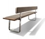 Nox wood, metal and coloured leather dining bench with back-rest