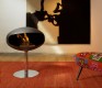 Grey bio-ethanol fuel fire place with pedestal base