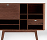 Close-up of walnut retro office cabinet