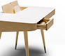 High-end retro-styled solid hardwood and Corian desk from Denmark