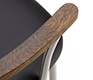 Gorgeous sculptural detail of the high-end Danish DM4105-06 dining chair armrest