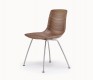 Moulded veneer dining chair with steel legs