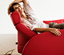 Close-up of the headrest of the Stressless Arion sofa