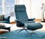 Stressless Metrol high-back recliner chair shown in Petrol leather