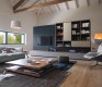 High-end glass-fronted walnut wall units