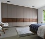 Luxury made-to-order wardrobes shown in walnut and glass