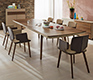 Rectangular solid wood and leather dining table