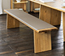 Luxury leather and solid hardwood dining bench