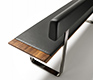 Wood, metal and leather dining bench