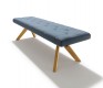 Fabric-upholstered dining bench with solid wood legs