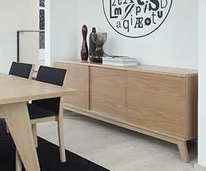 Sideboard with wooden or steel legs or wall-mounted