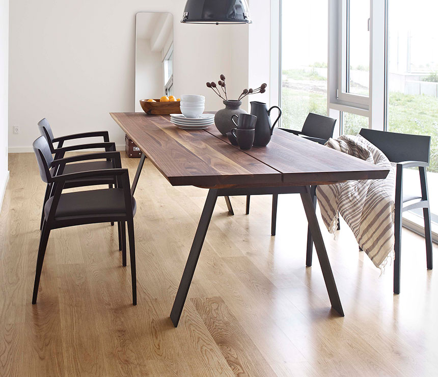 Angular walnut dining table from Denmark