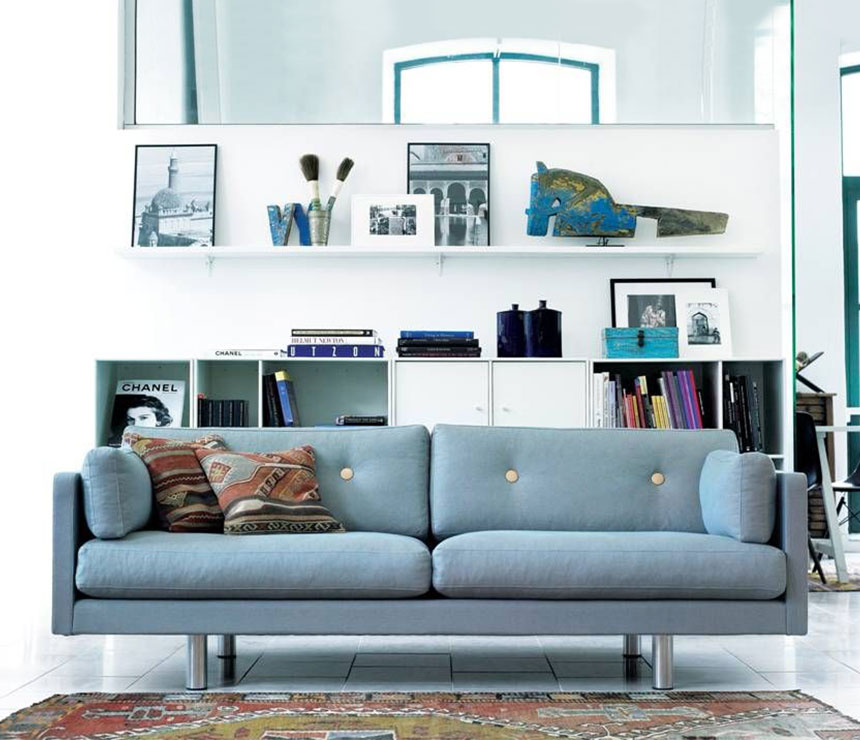 Blue fabric Erik Jorgensen sofa