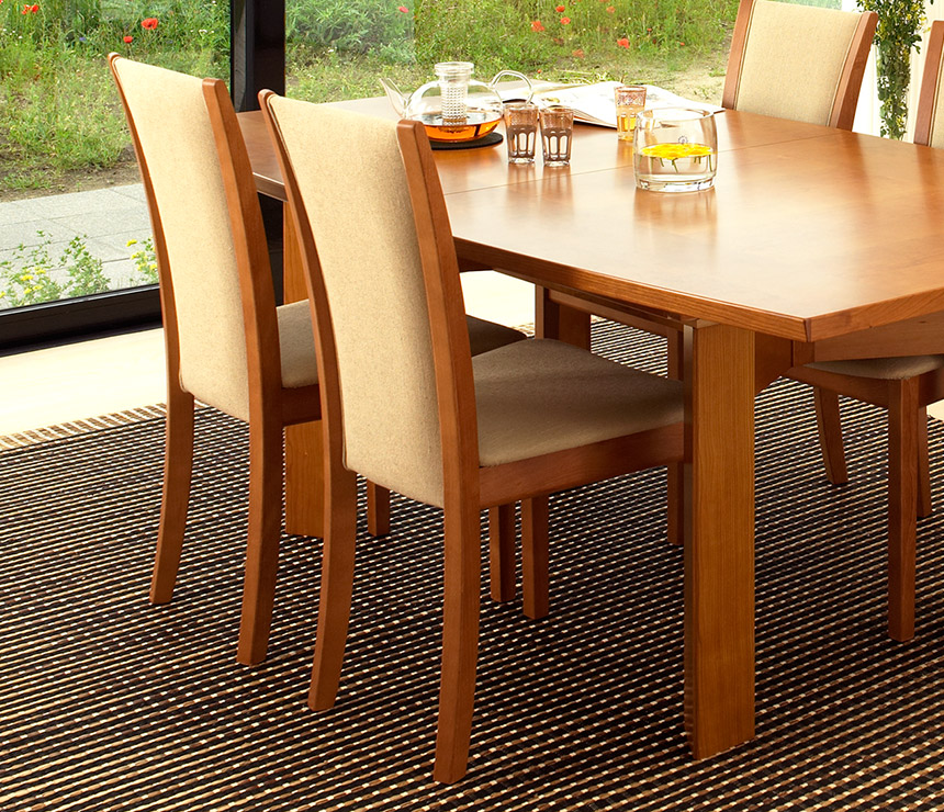 Cherry dining chair with upholstered back