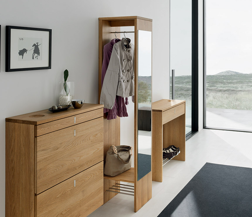 Concealed hallway coat rack with a mirror front
