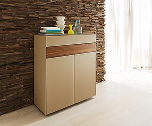 Solid hardwood dining cabinets available in 10 different colours of glass