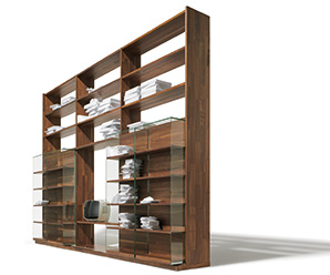 Cubus white and walnut bookcases and wall units