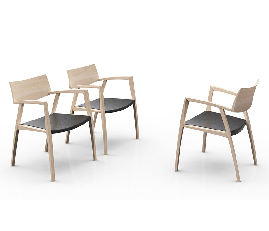 Three examples of the DM326 Danish dining chair