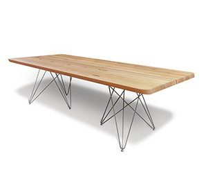 High-end Danish solid wood dining table with steel legs