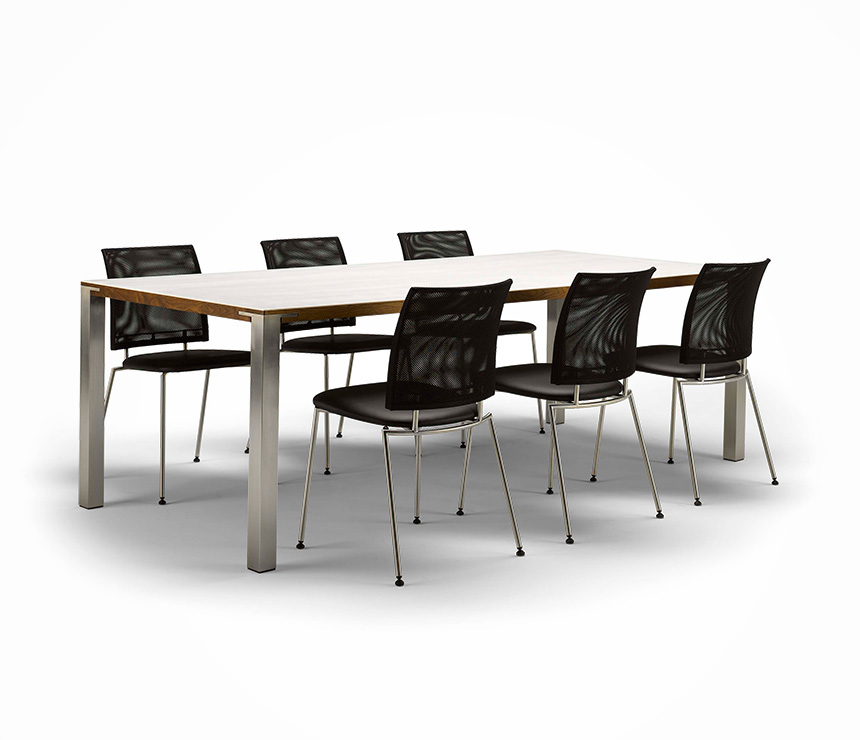 Rectangular Danish modern dining table in walnut